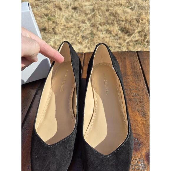 Marc Fisher Black Suede Low Block Heel Labore Pumps Pointed Toe Size 6 Wide $99 - Picture 3 of 9